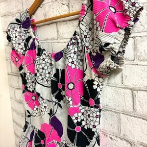 Vintage Floral Handmade High waisted Flowy Dress 70’s